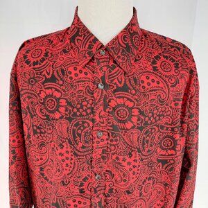 NEW Ablanche New York Paisley Red Shirt Men's Size 3XL Retro Long Sleeve XXXL